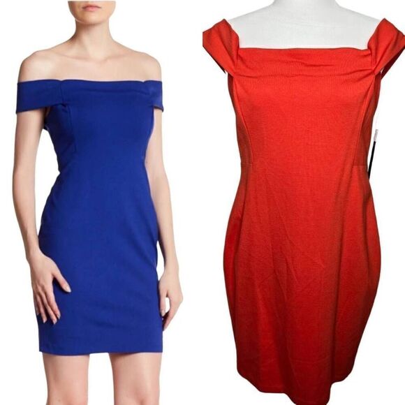 Cynthia Steffe Orange Off Shoulder Sheath Dress Size 10 - Picture 1 of 10